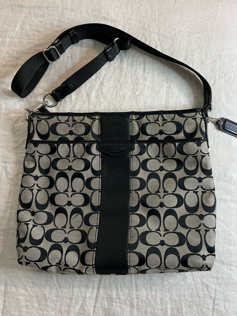 Coach Black and Khaki Signature Canvas Crossbody - Picture 2 of 3